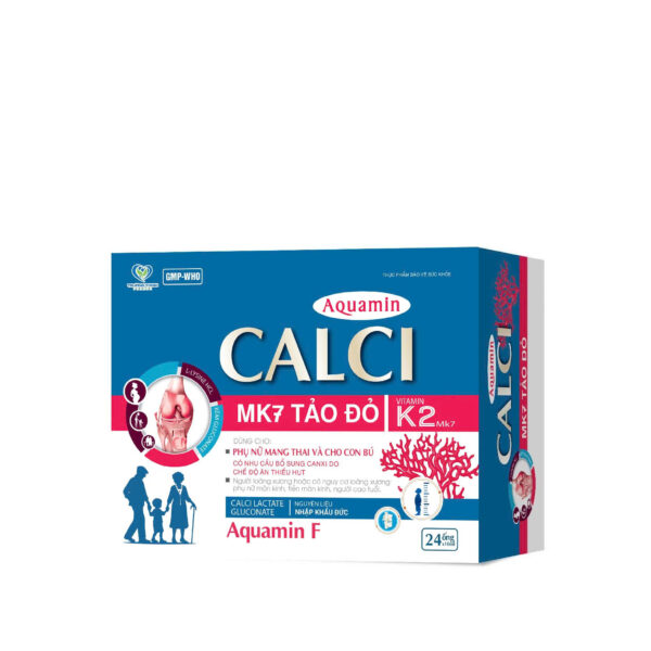 AQUAMIN CALCI MK7 TẢO ĐỎ (Hộp 24 ống thuỷ tinh)